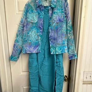 Sleeveless Teal Dress w/ Blouse